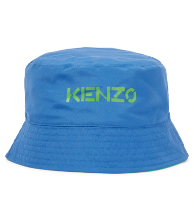 Kenzo Kids' Reversible Printed Bucket Hat In Blue