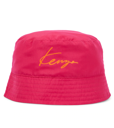 Kenzo Kids' Reversible Printed Bucket Hat In Pink