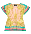 Versace Barocco Cotton And Silk Beach Cover-up In Mauvelous+citron