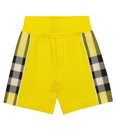 Burberry Kids' 格纹棉质短裤 In Giallo