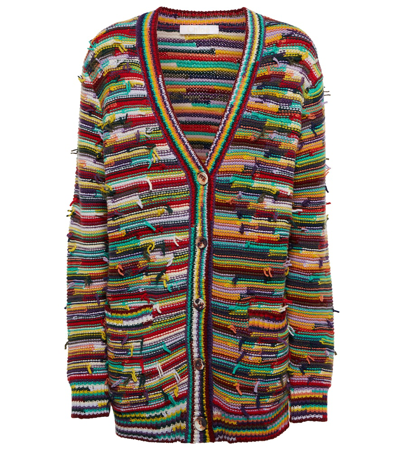 Chloé Oversized Striped Cashmere And Wool-blend Cardigan In Multicolore