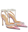 Mach&mach Diamond Of Elizabeth Embellished Pvc And Patent-leather Sandals In Transparent In Pink