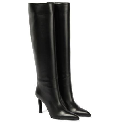 Saint Laurent Kidd 90 Leather Knee-high Boots In Black