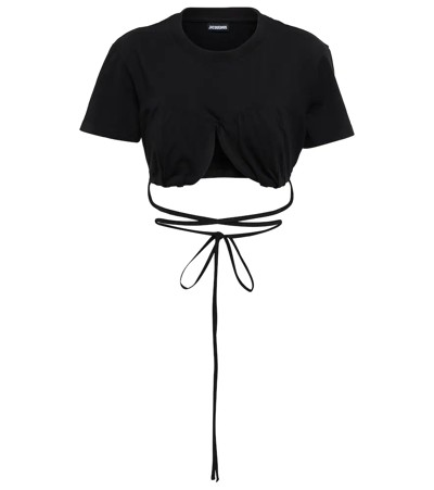 Jacquemus Le T-shirt Baci 系带短款上衣 In Black