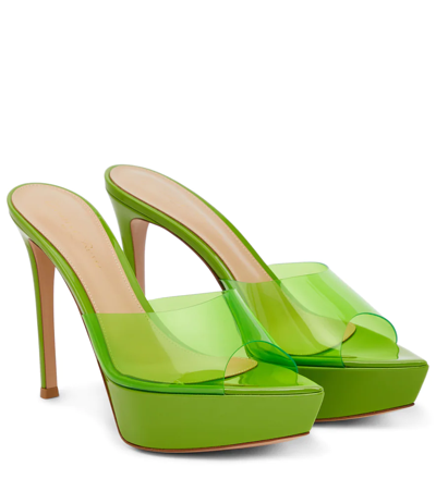 Gianvito Rossi Betty Transparent Stiletto Platform Mules In Green