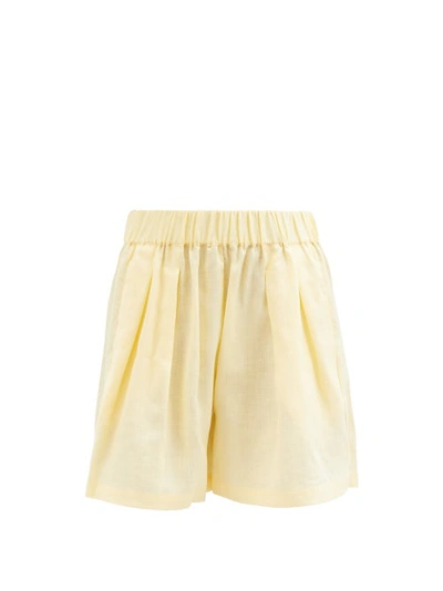 Asceno Zurich High-rise Organic-linen Shorts In Corn