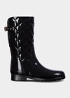 Hunter Original Refined High Gloss Quilted Waterproof Rain Boot In Black