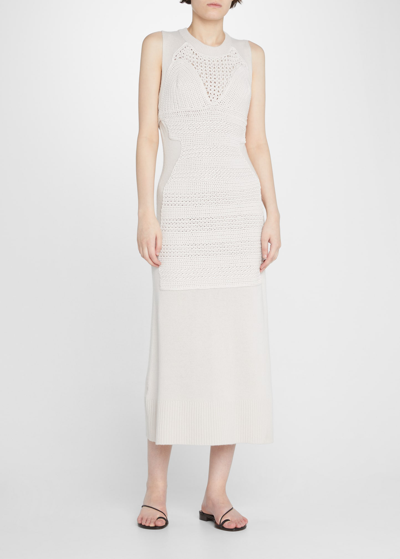 Altuzarra Arsenia Paneled Merino Wool-blend Midi Dress In Enoki