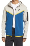 Nike Sportswear Tech Fleece Zip Hoodie In Cream Ii/ Court Blue/ Black