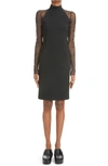 GIVENCHY 4G SHEER LONG SLEEVE MOCK NECK DRESS