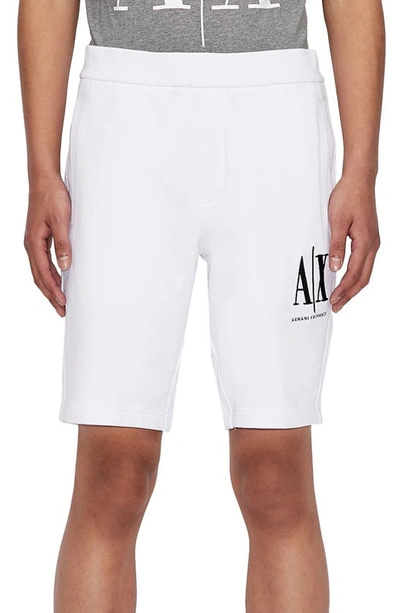 Armani Exchange Logo Print Track Shorts In Weiss