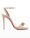 Christian Louboutin Umberta Suede Spike Red Sole Sandals In Cream