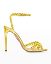 Aquazzura Tequila Plexi 105mm Rhinestone-embellished Sandals In Tuscan Sun