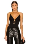 Fleur Du Mal Charlotte Lace And Recycled Jersey 3-way Bodysuit In Black