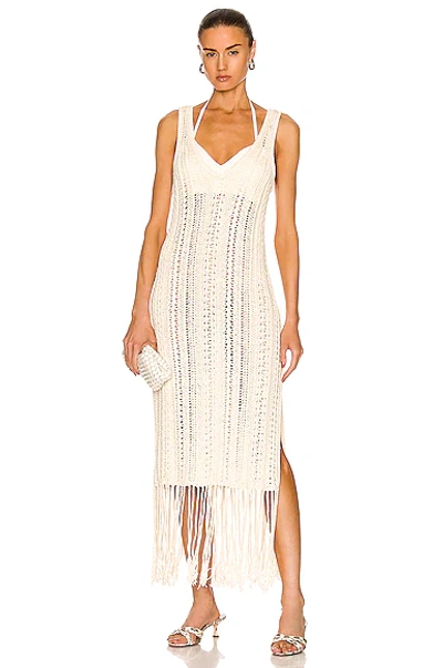 Jonathan Simkhai Kamilah Fringe Dress In Ivory