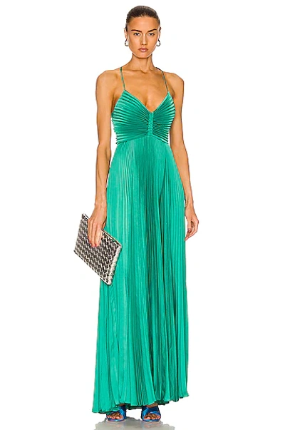 A.l.c Aries Pleated Open Back Dress In Viridian