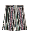 Sacai Geometric-jacquard Cotton Shorts In Multi