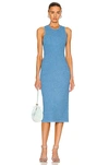 Galvan Selene Cutout-back Textured-knit Midi Dress In Electric Blue