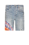 Purple Brand Tie-dye Print Denim Shorts In Multicolour