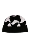 Bottega Veneta Wavy Triangle Wool Beanie In Black & White