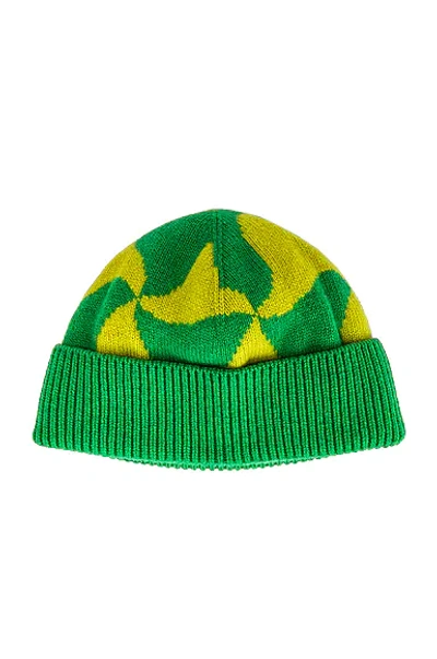 Bottega Veneta Wavy Triangle Wool Beanie In Parakeet & Kiwi