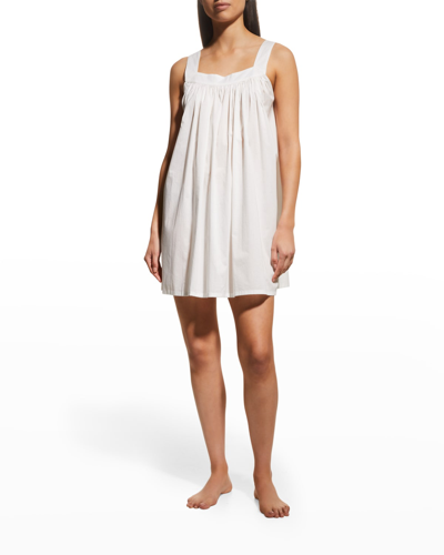 Pour Les Femmes Ruched Square-neck Nightgown In White