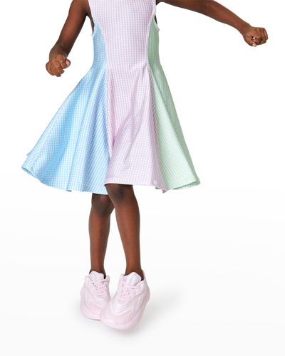 Terez Kids' Girl's Tri-color Gingham Skater Dress In Multi