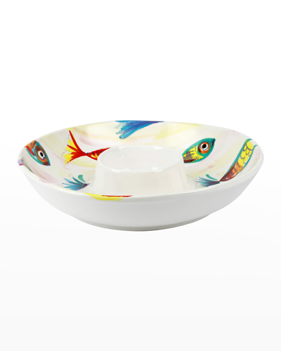 Vietri Pesci Colorati Chip And Dip Bowl In Multi