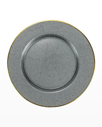 Vietri Metallic Glass Service Plate Charger In Slate
