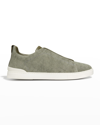 Zegna Men's Triple Stitch Canvas Low-top Sneakers In Gray