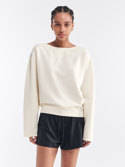 Filippa K Boatneck Sweatshirt In White Chalk