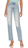 Mother The Huffy Skimp Ripped Straight Leg Jeans In Blue
