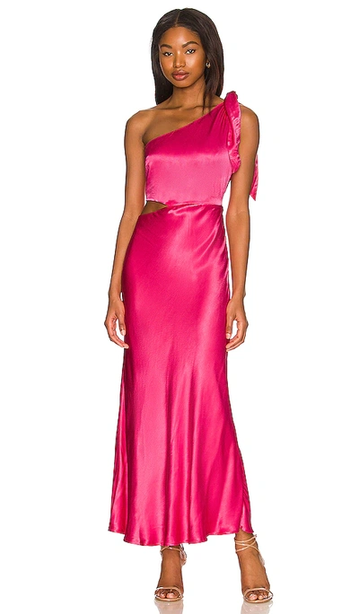 Bardot Audrey One-shoulder Maxi Dress In Pop Pink