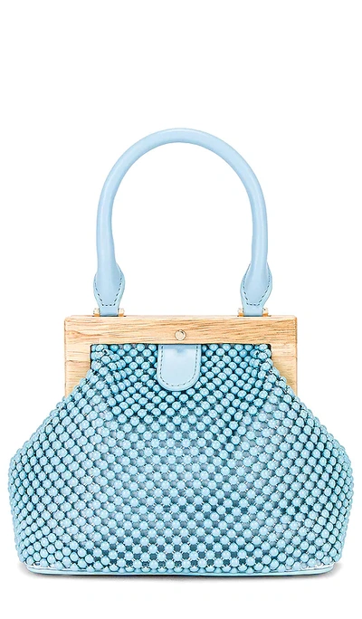 Olga Berg Marlo Ball Mesh Handle Bag In Blue