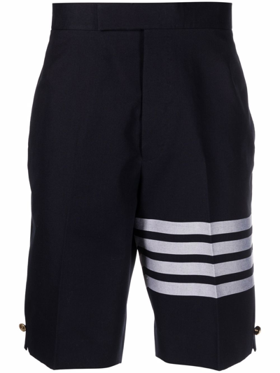 Thom Browne 4-bar Stripe Cotton Shorts In Blue