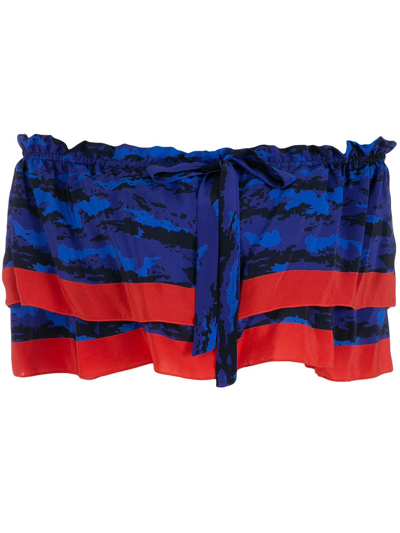 Andrea Bogosian Avril Cropped Silk Blouse In Blue