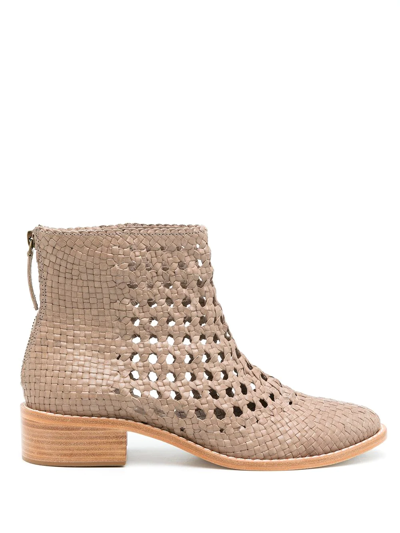 Sarah Chofakian Teca Perforated-detailing Boots In Neutrals