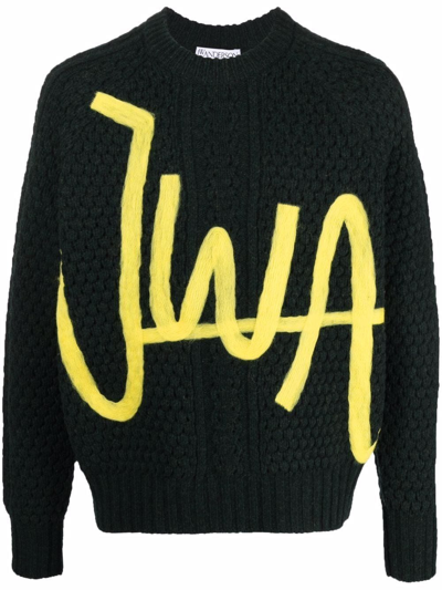 Jw Anderson Logo-intarsia Jumper In Black