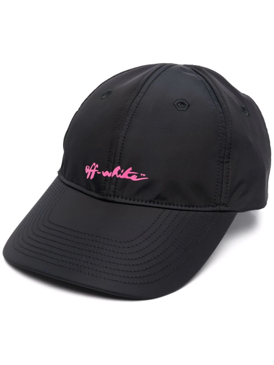 Off-white Off Script Nylon Baseball Hat In Black