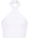 Balmain Halterneck Knitted Crop Top In White