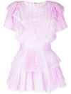 Loveshackfancy Natasha Ruffle Lace-trim Mini Dress In Rosa