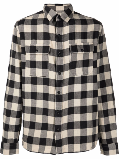 Rrl Checked Long-sleeved Shirt In Schwarz
