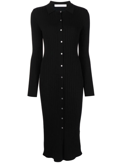Dion Lee Recycled Ribbed-knit Midi Dress In Black