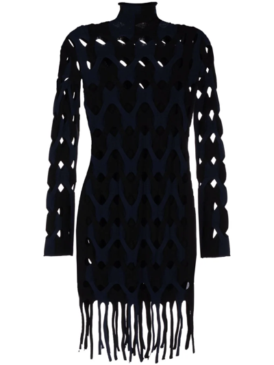 Dion Lee Two-tone Cable Mini Dress In Black & Navy
