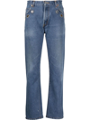 RE/DONE CRYSTAL-EMBELLISHED STRAIGHT-LEG JEANS
