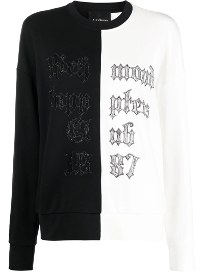 John Richmond Two-tone Logo Jumper In Schwarz