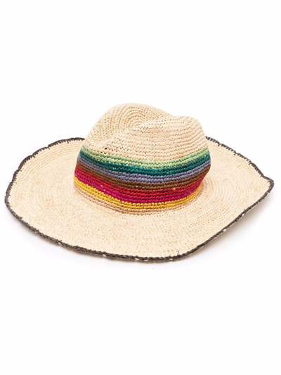 Paul Smith Interwoven Raffia Sun Hat In Multicolor