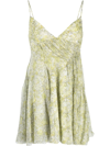 Giovanni Bedin Gathered Pleated V-neck Dress In Gelb