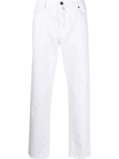 Incotex Cropped Slim-cut Trousers In Bianco