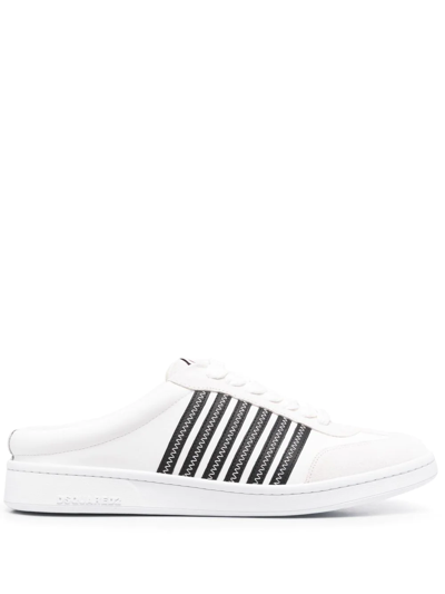 Dsquared2 Leather Side Stripe Trainers In Weiss